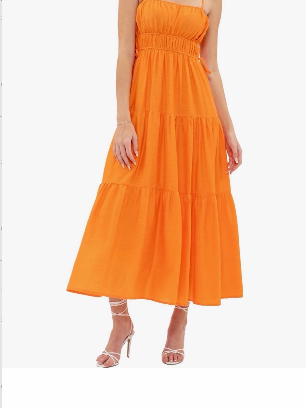 Blu Pepper Orange Tiered Maxi Dress-Skirt